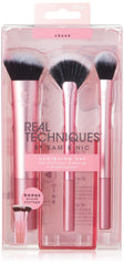 REAL TECHNIQUES Contouring Brush Set - Pastel Synthetic Bristles - 3 Piece Set, Angled & Flat Brushes, Cruelty Free, Makeup Brush Set