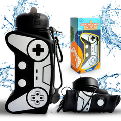 CleverBuyers Foldable Kids Water Bottle | Joystick Water Bottle for Kids | Drinking Bottle for Kids School | Collabsible BPA Free Children and Toddler Water Bottle - 600ml (Black)