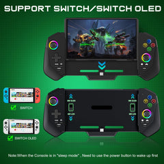 KASTWAVE Hall Joystick Switch Controllers with RGB Light & Turbo - Pro Remote for Nintendo Switch/OLED, Wired Joypad with Dual Motor & 4 Game Slots