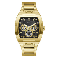 Guess US Men's Black and Gold-Tone Square Multifunction Watch, One