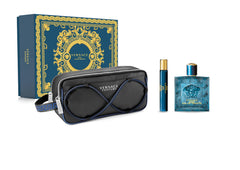 Versace Eros Natural EDT Spray with Bag 3-Piece Gift Set for Men