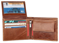 WildHorn® RFID Protected Genuine Leather Wallet & Gift Combo for Men - NEWGIFT1255-TANCRUNCH-TAN