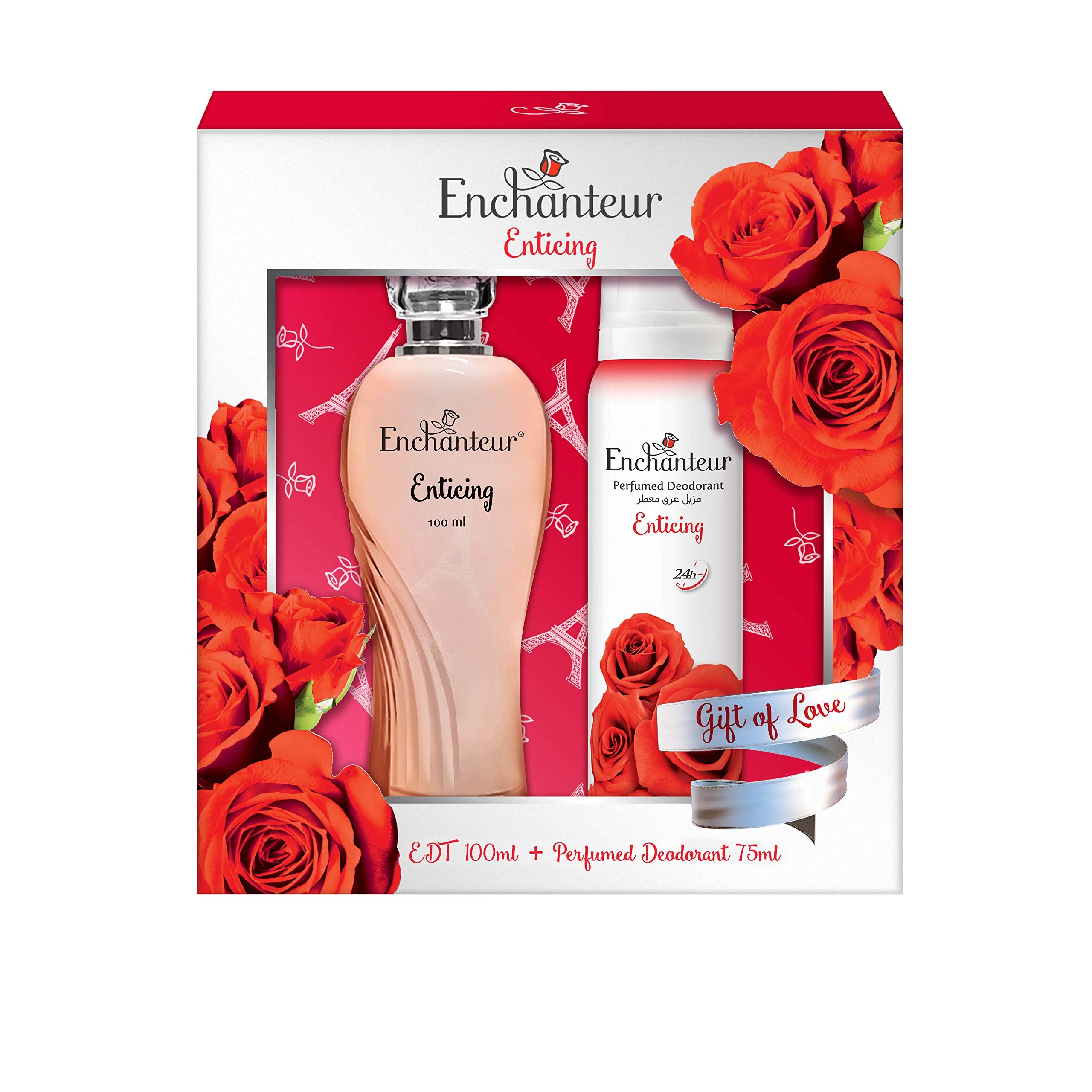 Enchanteur EDT & Perfumed Deodorant Giftpack- Enticing, Gift Of Love, 175 ml