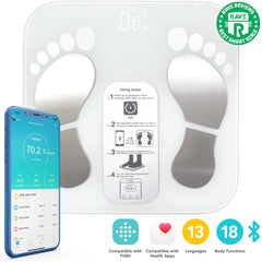 ELECDON Smart Electronic Weight Scale, Bluetooth Bathroom Body Fat Scale with Digital Measurements, BMI Analysis, Bathroom Accessory Set