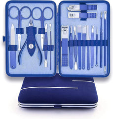 byBBstore GStorm Nail Clipper Set and Facial Care Kit, 18 in 1 Blue, Professional Grooming Set for Men and Women, with Stylish and Elegant, Luxurious Travel Case, Nail Clippers, Manicure Pedicure Kit