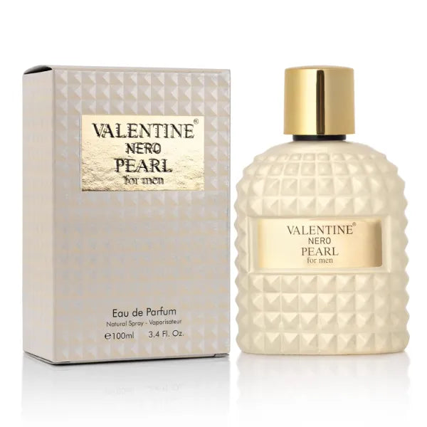 URBAN COLLECTION Valentine Nero Pearl for Men Cologne, Woody Aromatic Creamy Fragrance, Smooth Bergamot Lavender Vanilla Smoke, Woody Notes, Long Lasting Sophisticated Luxury Scent 3.4 oz / 100ml