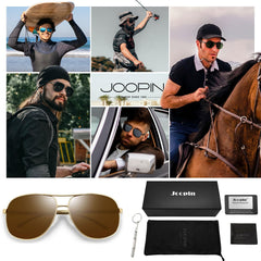 Joopin Polarized Sunglasses for Men, Classic Military Rectangular Sun Glass with Metal Frame UV Protection