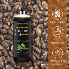 MAJESTIC PURE Jamaican Black Castor Oil 437ml for Hair Growth & Natural Skin Care - Roasted & Cold-Pressed - Massage, Scalp, Hair and Nails