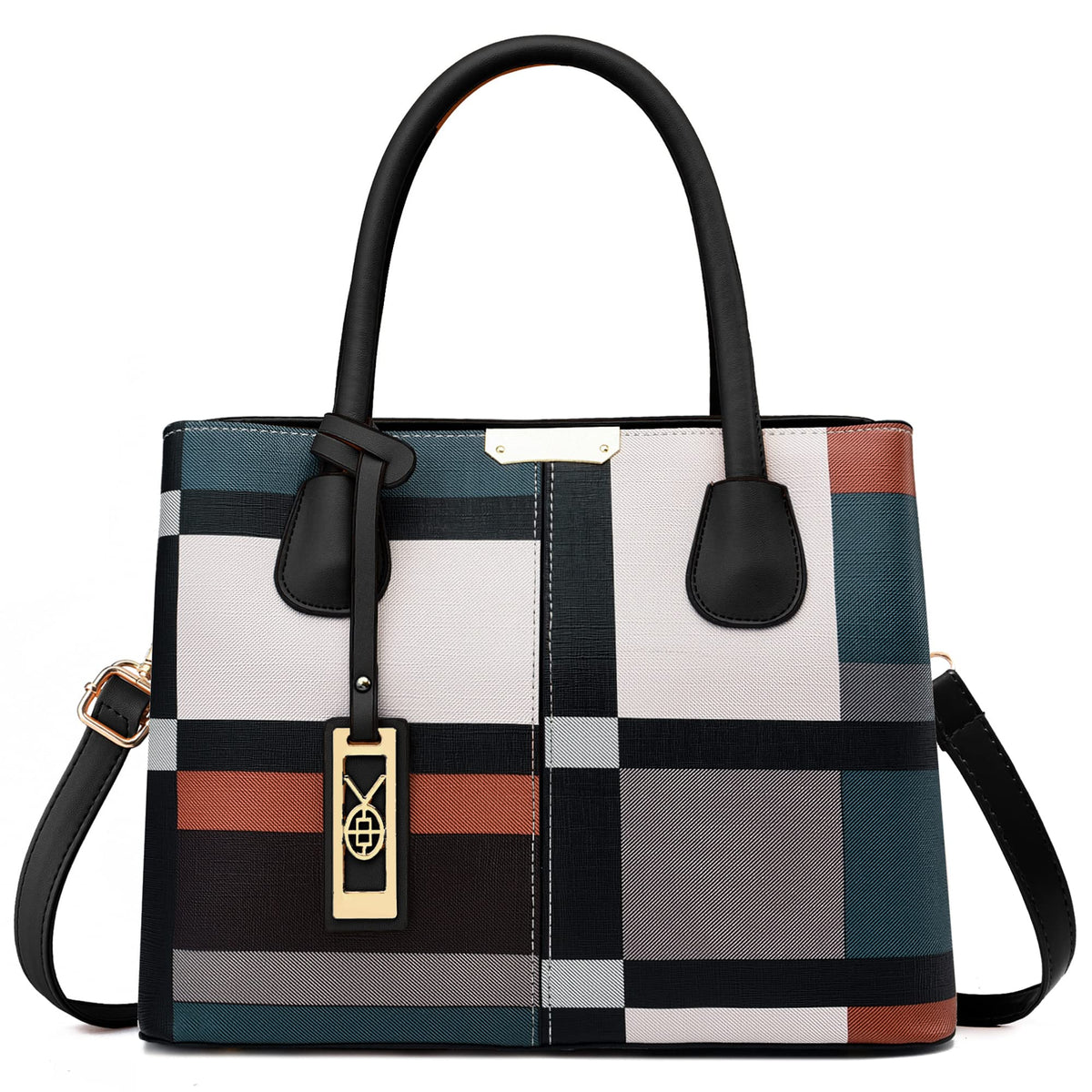 COCIFER Purses and Handbags for Women Shoulder Tote Bags Top Handle Satchel (XMQB888) - Black
