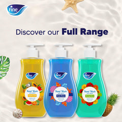 Fine Hand Wash, Bundle of 2, 450ml Bottles, 1 Ocean Breeze Scent and 1 Tropical Fruits Scent Hand Wash Liquid