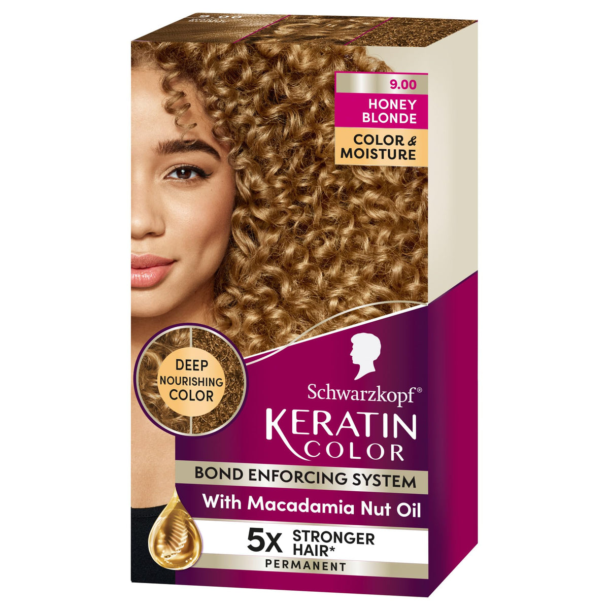 Schwarzkopf Keratin Color Permanent Hair Color Cream 9.00 Honey Blonde, 1 Application - Professionally Inspired Hair Color Enriched with Keratin and Macadamia Nut Oil - Hair Color with Pre-Serum, All in One
