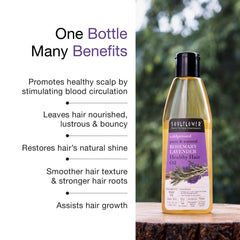 Soulflower Rosemary Lavender Oil for Healthy Hair, Scalp, Hair Roots - 100% Pure & Natural Undiluted Coldpressed Oil, 225ml