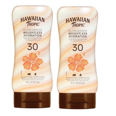 Hawaiian Tropic Weightless Hydration Lotion Sunscreen SPF 30, Oxybenzone Free Sunscreen, Body Sunscreen - 6 Fl Oz (Pack of 2)