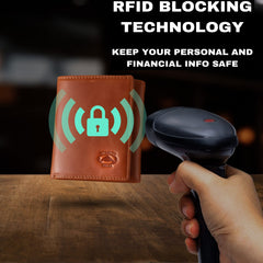 Stealth Mode Leather Trifold RFID Wallet For Men With Flip Out ID Holder - Light Brown