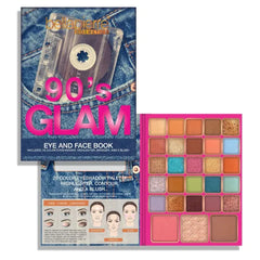 Bellapierre 90s Glam Face & Eye Book Palette | 25 Eyeshadow Shades with Blush, Bronzer, & Highlighter | Non-Toxic & Paraben Free, Vegan & Cruelty-Free