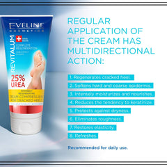 Eveline Cosmetics Revitalum 8-in-1 Heel Repair Cream with 25% Urea - Intensive Moisturizing Foot Cream for Cracked Heels and Dry Feet - Vegan Formula with Radical Repair Technology™