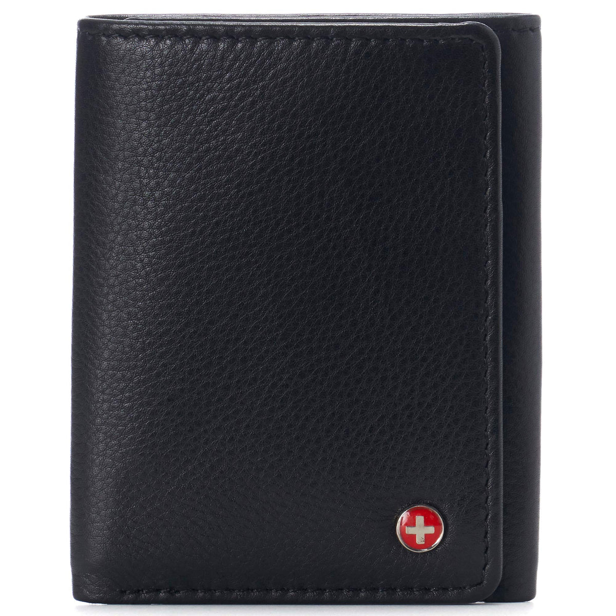 Alpine Swiss Men's Leon Trifold Wallet RFID Safe York Collection - Soft Nappa Black