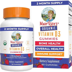 MARYRUTH'S Organic Vitamin D3 Gummies, 1000 IU, Immune Support, 60 Count | USDA Organic, Immune Support, Bone Health, Muscle Function, For Adults & Kids Ages 2+