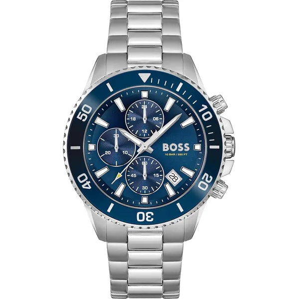 Hugo Boss ADMIRAL Men's Watch, Analog - Silver / Blue