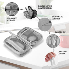 Kailund Cord Organizer Case 2 Layers Tech Bag with 11 Compartments, Waterproof Zipper Electronics Organizer Travel Case for Cord|Charger|Phone |Electronic Accessories - Grey