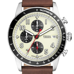 Fossil Men's Sport Tourer Quartz Stainless Steel Chronograph Watch, Color: Brown Leather (Model: FS6042)