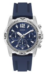 GUESS - GW0211G1 - WATCH FOR GENTS SILVER SILVER WITH PLAIN STAINLESS STEEL - BLUE SILICONE STRAP, Silver, strap