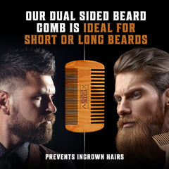 Viking Revolution Premium Beard Grooming Set for Men - Beard Comb and Beard Brush For Men for Smooth and Neat Facial Hair - Awesome Gifts For Men