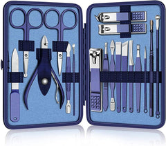 byBBstore GStorm Nail Clipper Set and Facial Care Kit, 18 in 1 Blue, Professional Grooming Set for Men and Women, with Stylish and Elegant, Luxurious Travel Case, Nail Clippers, Manicure Pedicure Kit