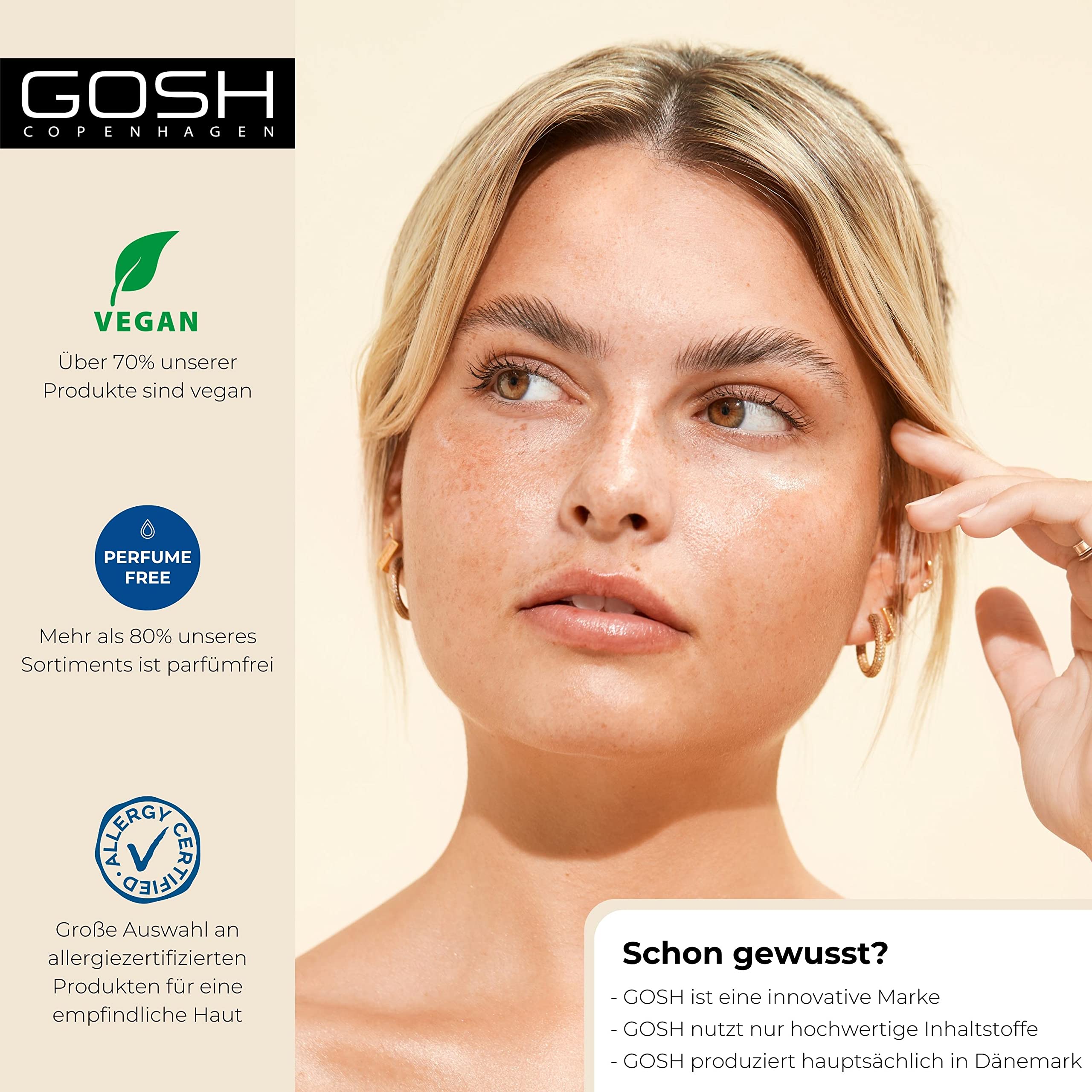 GOSH Foundation with SPF 15 for Light and Dark Skin, Vegan, Matte Makeup for Dry, Sensitive and Oily Skin, Smudge- and Sweat-Proof, Oil-Free, Adjustable Coverage, No Mask Effect, 006N