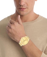 CALVIN KLEIN MEN'S GOLD DIAL IONIC PLATED THIN GOLD STEEL BRACELET WATCH - 25200447