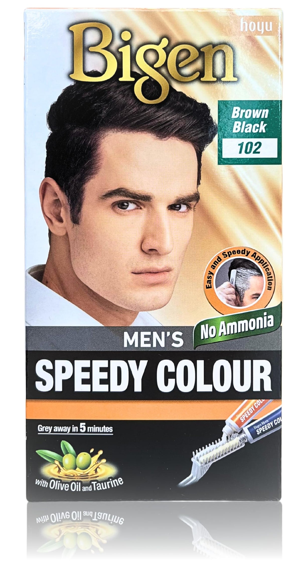 Bigen Men's Speedy Hair Colour with Applicator Comb, 102 Brown Black