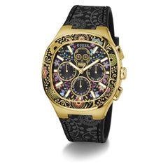 GUESS Men's 44mm Watch - Black Multi Dial Gold-Tone Case