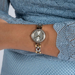 GUESS Women's 26mm Watch - Two-Tone G-Link Silver Dial Silver Case
