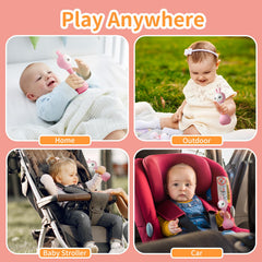 Alilo – Smarty Shake & Tell Rattle, R1 - Smarty Pink | Shake & Tell Rattle, Music, Stories, & Color Learning for Babies | Hi-Fi Sound, Light-Up Ears, USB Charging | 0+