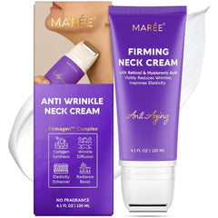 MAREE Neck Cream with Face Roller – Neck Creams For Tightening and Firming – 3D-Collagen, Pro Retinol & AH-8 Firming Neck Cream Roller, 120 ml