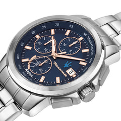 Maserati SUCCESSO 44 mm Solar Power Chronograph Men's Watch, Silver, Chronograph