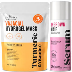 Divine Derriere THE Post-Wax Duo - Save 15% on Hydrogel Mask with Turmeric & Vitamin C plus Ingrown Hair and Dark Spot Serum – A Complete Post-Wax Care Premium Modeling Mask Kit