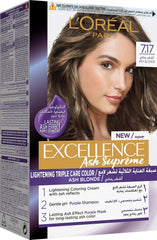 L’Oréal Paris Excellence Ash Supreme AntiBrass Permanent Hair Colour, 7.17 Ash Blonde, 250 ml