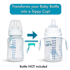 BelBeyo Sippy Cup Conversion Kit for Philips Avent Anti-Colic Baby Bottles | 2-Count | with Soft Silicone Spout , Weighted Any Angle Straw Ball, Bottle Handles and Straw Cleaning Brush (Sippy Kit)