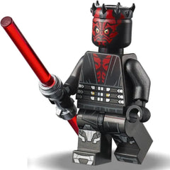 LEGO Star Wars The Clone Wars Minifigure - Darth Maul (Printed Legs with Silver Armor) with Dual Lightsaber and Minifigureland Tile