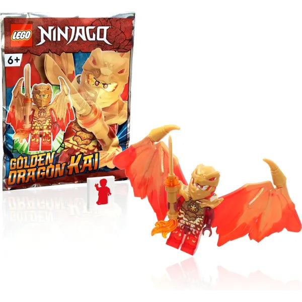 LEGO NINJAGO Crystalized Minifigure - Kai (Golden Dragon) with Wings and Gold Fire Sword