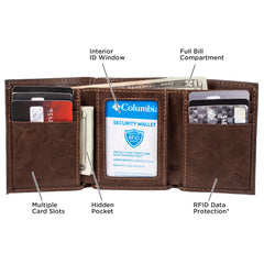 Columbia Men's RFID Trifold Wallet - Brown Casual