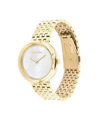 Calvin Klein TWISTED BEZEL Women's Watch, Analog - White/Gold