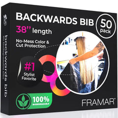 FRAMAR Backwards Bib Disposable Hair Cutting Capes Salon, Protects Clients