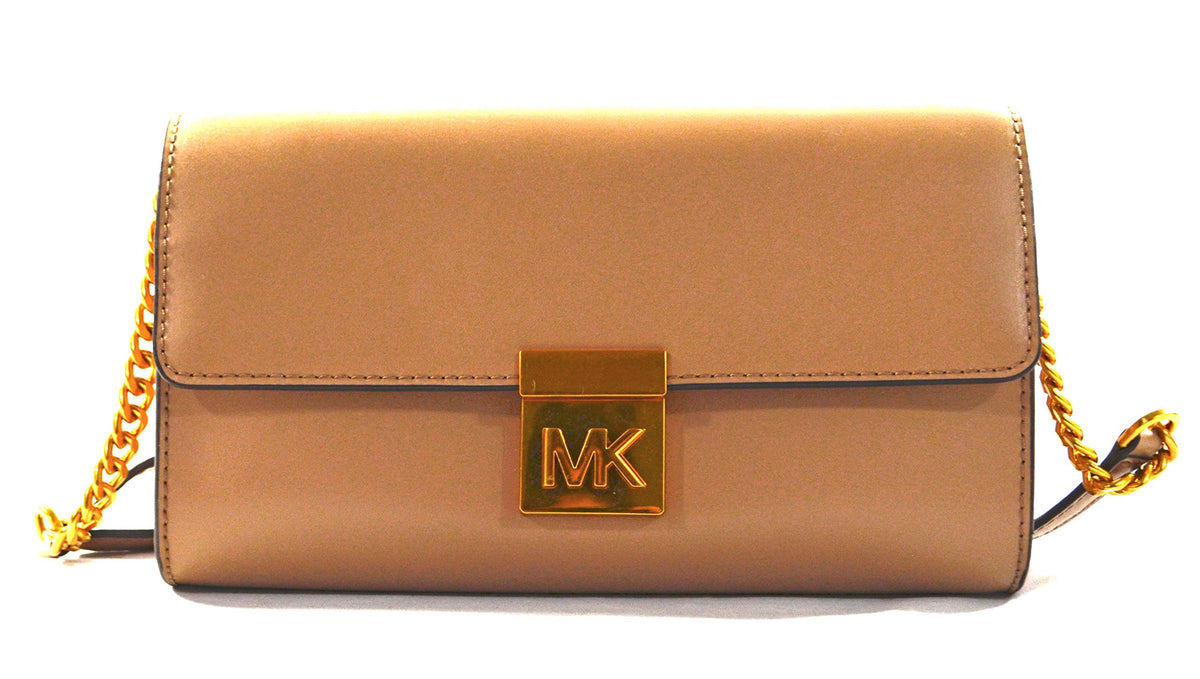 Michael Kors Mindy Leather Convertible Clutch Crossbody Bag, Dark Khaki - Small