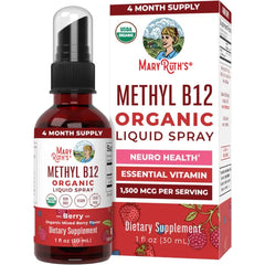 MARYRUTH'S Organic Methyl B12 Spray, 1,500 mcg B12 Per Serving, 1 Fl Oz | 1,500 mcg B12 Per Serving