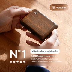Aluminium Smart Case V2 Wallet - Metal Clasp - RFID Blocking Card Holder - Holds up to 10 Cards and Banknotes - Covering Wood Imitation Sequoia