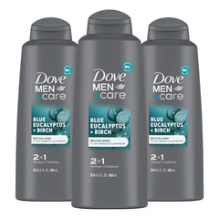 DOVE MEN + CARE 2 in 1 Shampoo Conditioner Eucalyptus + Birch For Healthy-Looking Hair Naturally Derived Plant Based Cleansers - 20.4 Fl Oz (Pack of 3)