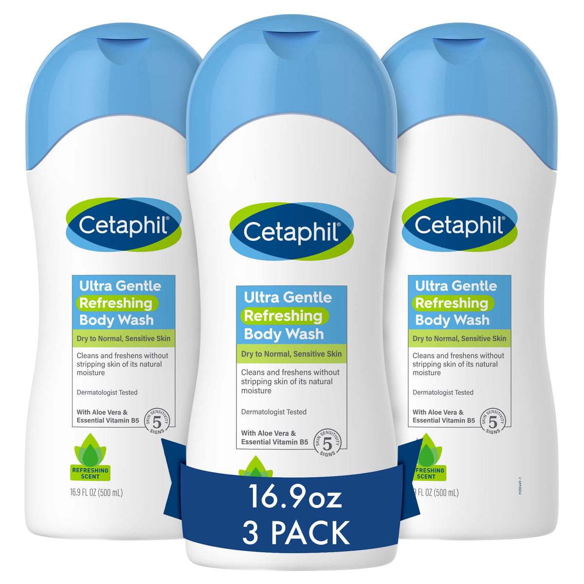 Cetaphil Ultra Gentle Refreshing Body Wash, Refreshing Scent, Sensitive Skin, All Skin Types, Hypoallergenic, Dermatologist Tested, 500ml