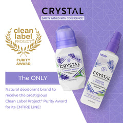 Crystal Essence Mineral Deodorant Roll-On Body Deodorant With 24-Hour Odor Protection, Lavender & White Tea, Non-Sticky Roll-On, Aluminium Chloride & Paraben Free, 2.25 FL OZ, Pack of 3